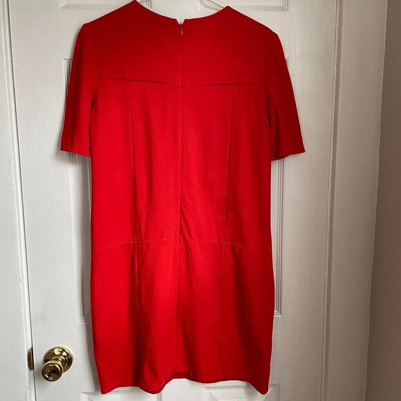 Tibi Red Orange Short Sleeve Shirt Shift Mini Dress - Picture 7 of 10